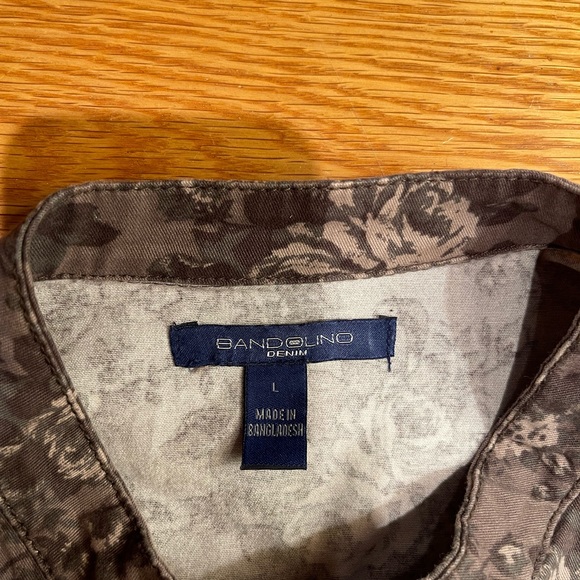 Bandolino denim jacket w/lovely tones of brown cream & grey Size L New, unworn! - Picture 6 of 15